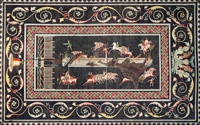 Darstellung eines in Lyon entdeckten Mosaiks, das Zirkusspiele zeigt, 1806
